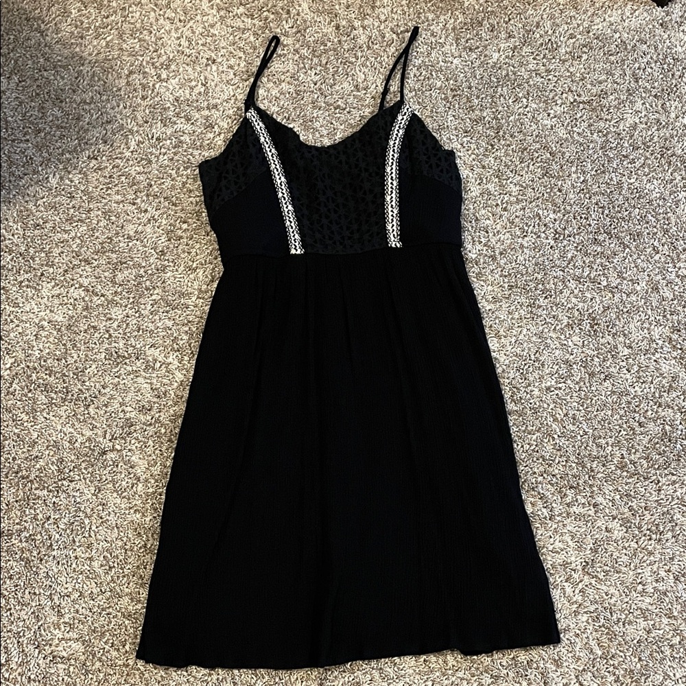 Maurices Small Black Boho Lace-Trim Spaghetti Strap Mini Dress